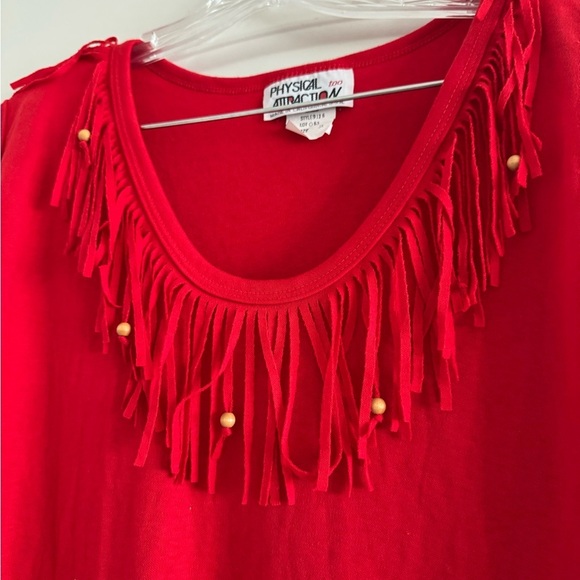 PHYSICAL ATTRACTION-NWT-Women Red FringeBeaded Sleeveless Shirt-PLUS Size 3X - Picture 2 of 8